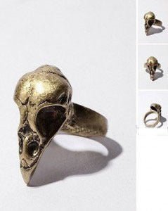 Crow Skull Bird Ring Gothic