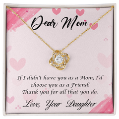 Dear Mom, Love Your Daughter Love Knot Necklace