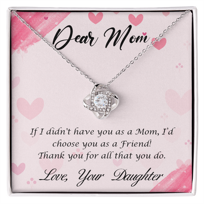 Dear Mom, Love Your Daughter Love Knot Necklace