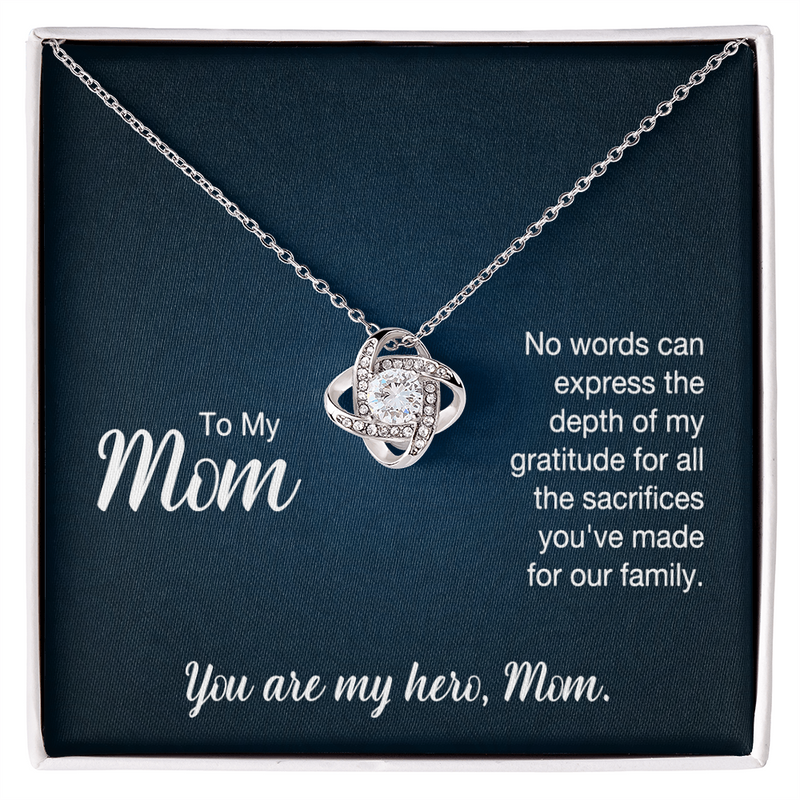 To My Mom, You Are My Hero Love Knot Necklace