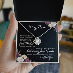 To My Mom, I Love You Love Knot Necklace