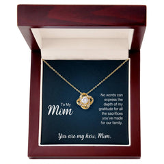 To My Mom, You Are My Hero Love Knot Necklace