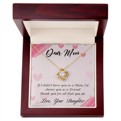 Dear Mom, Love Your Daughter Love Knot Necklace