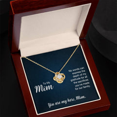 To My Mom, You Are My Hero Love Knot Necklace