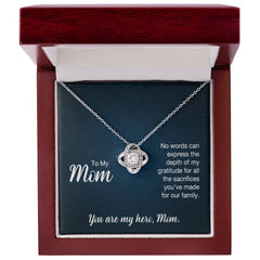 To My Mom, You Are My Hero Love Knot Necklace