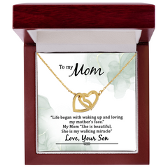 To My Mom, Love Your Son Interlocking Hearts Necklace