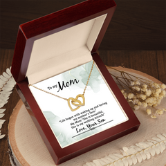 To My Mom, Love Your Son Interlocking Hearts Necklace