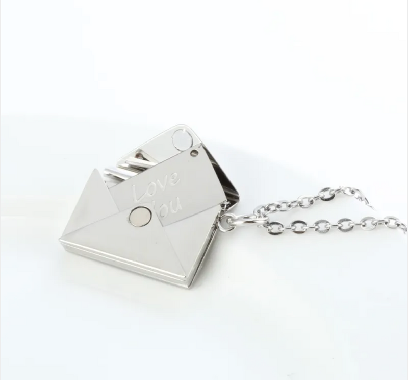 Hidden Message Heart Envelope Pendant Necklace